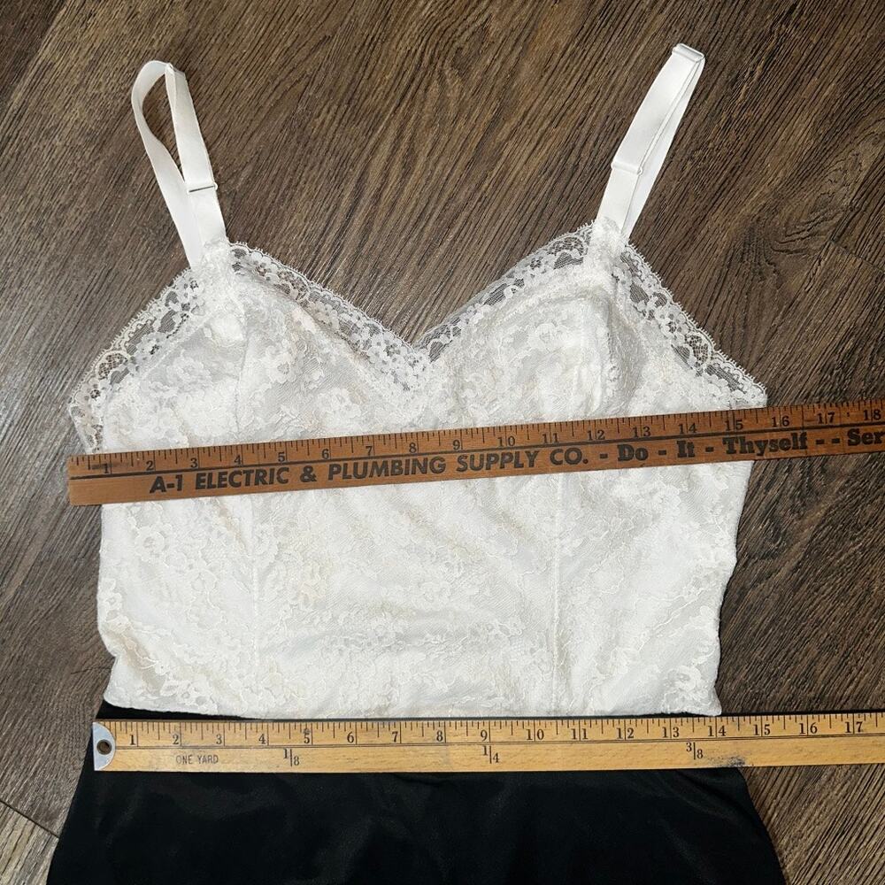 Vtg VAN ROALTE Full Slip Black Cream Lace Nylon 36 - Picture 5 of 7